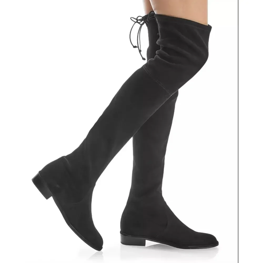 New Stuart Weitzman Lowland Black Suede Over The Knee Boots Size 9.5 Womens $950